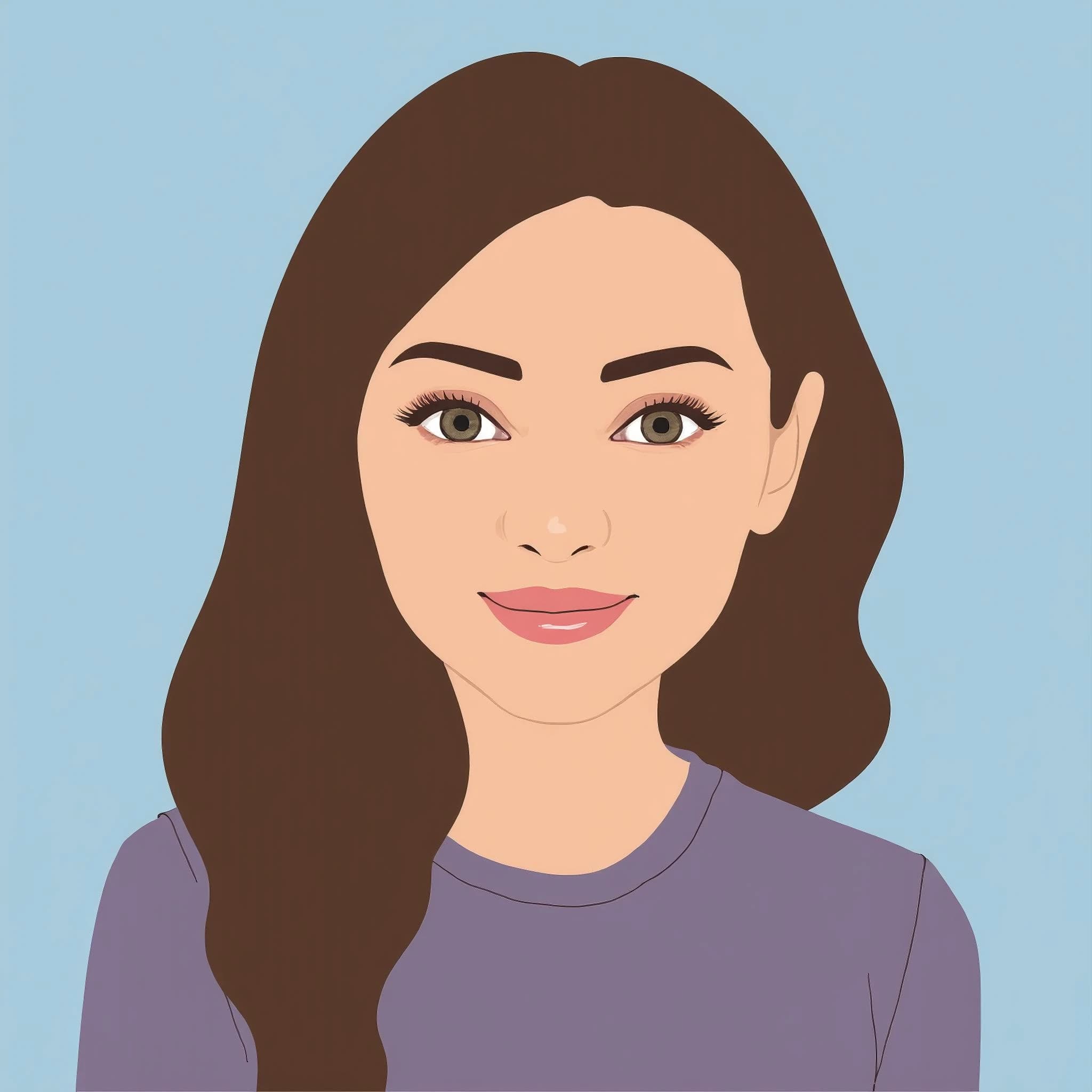 Professional headshot example: Cartoon Woman Blue Background Smiling — LinkedInHeadshots.ai