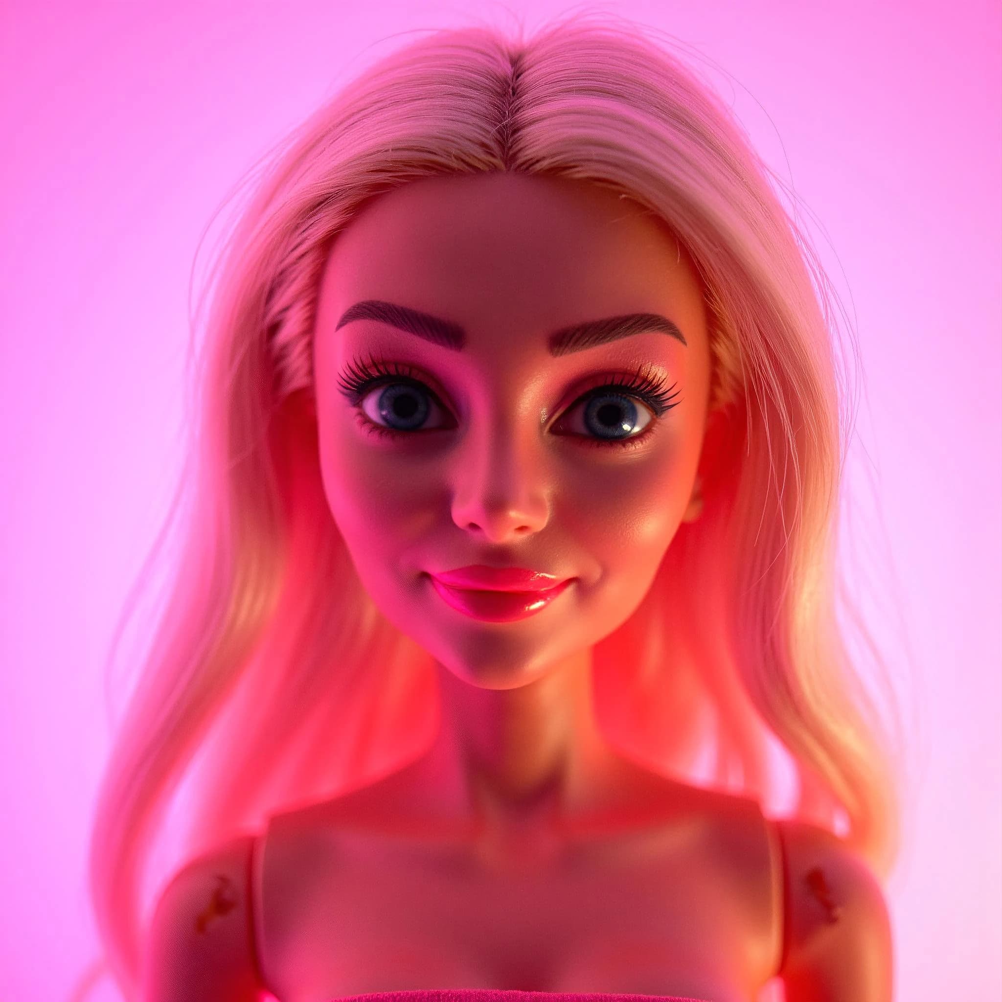 Professional headshot example: Doll Pink Background Blonde Hair 2 — LinkedInHeadshots.ai