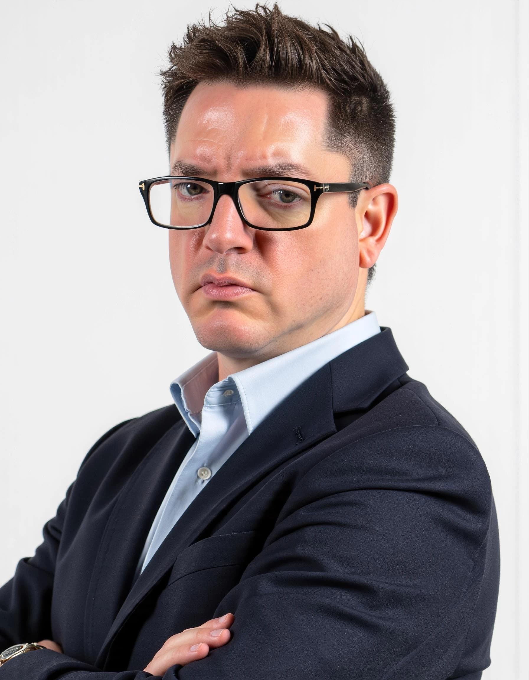 Professional headshot example: Man Office Suit Crossed Arms — LinkedInHeadshots.ai