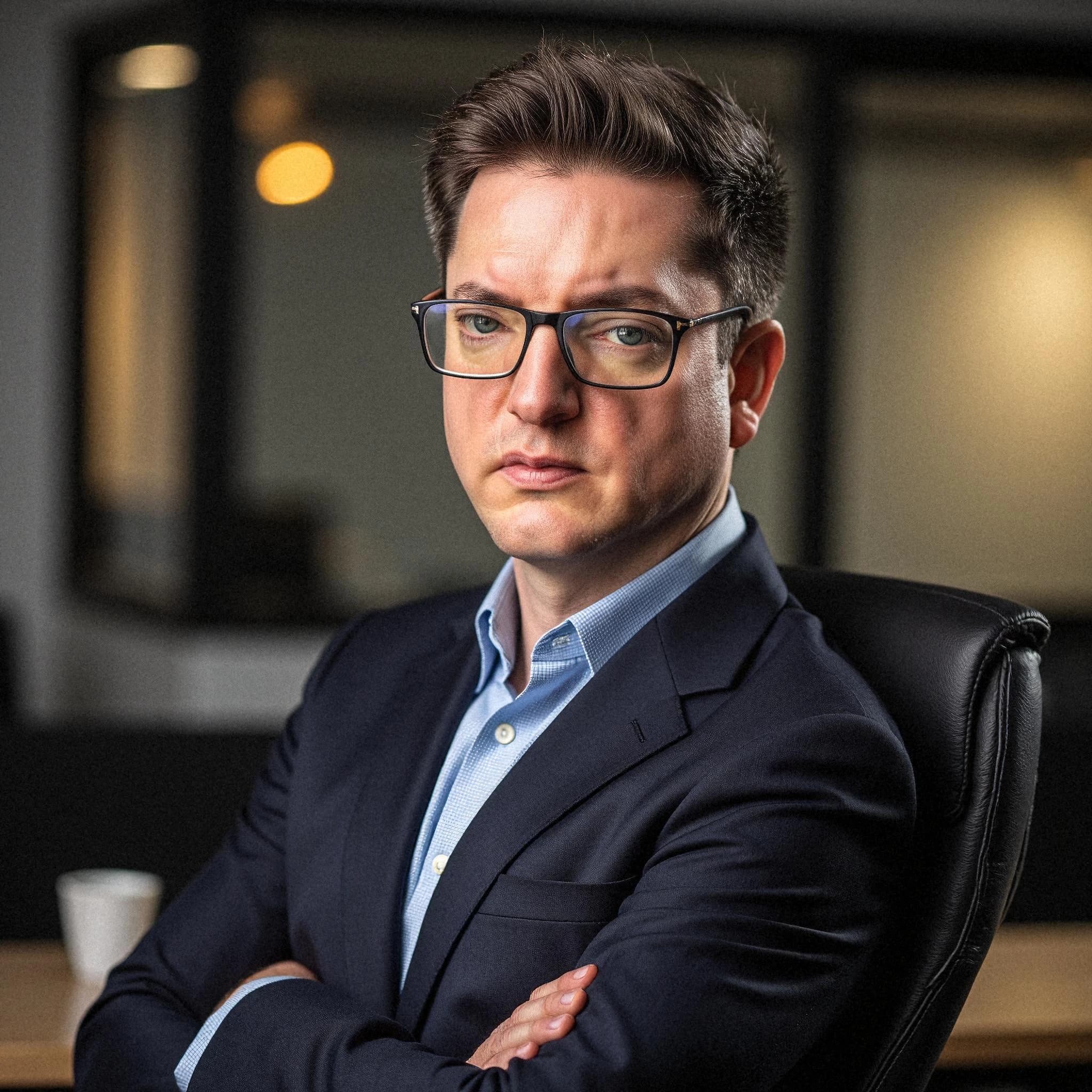 Professional headshot example: Man Office Suit Crossed Arms 10 — LinkedInHeadshots.ai