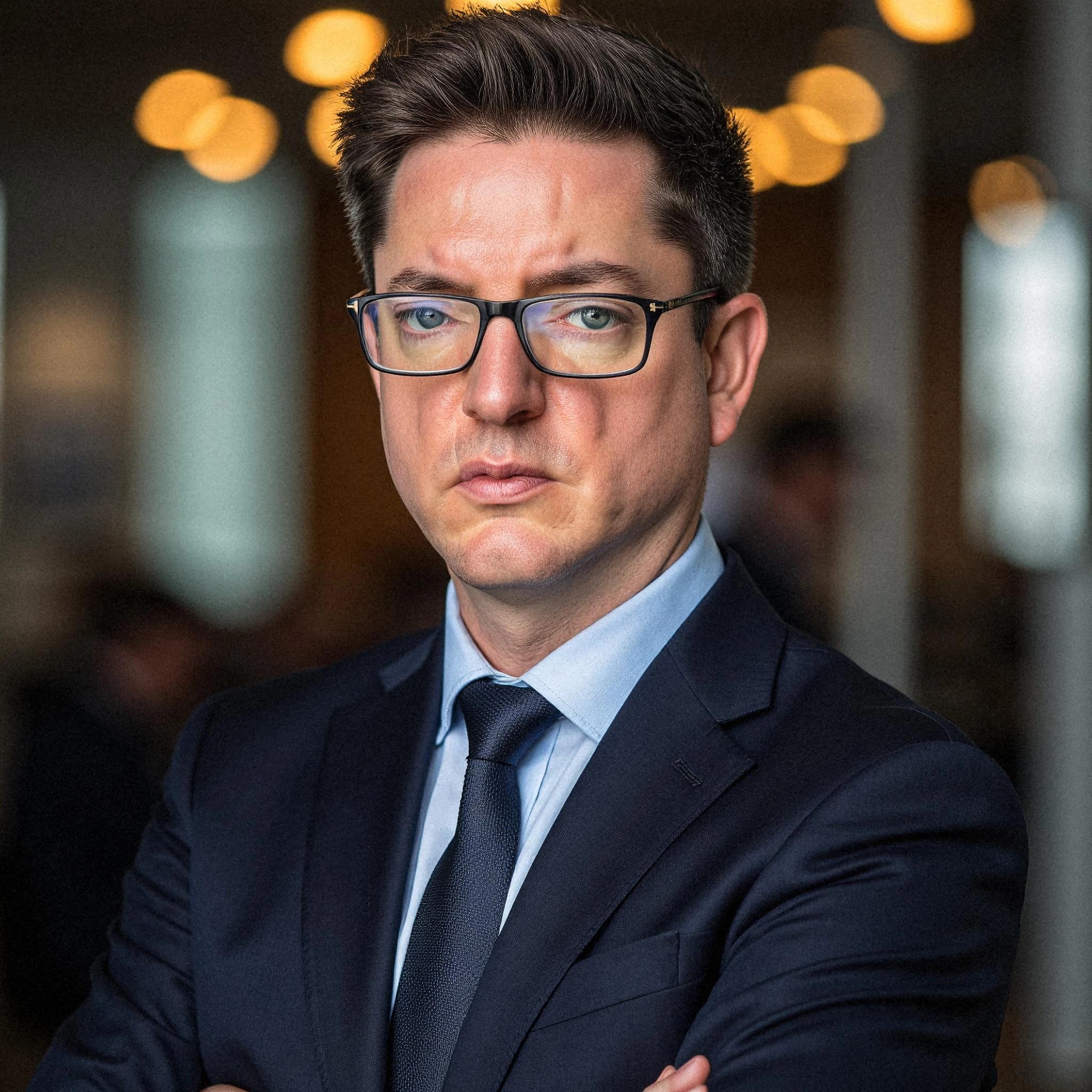 Professional headshot example: Man Office Suit Crossed Arms 2 — LinkedInHeadshots.ai