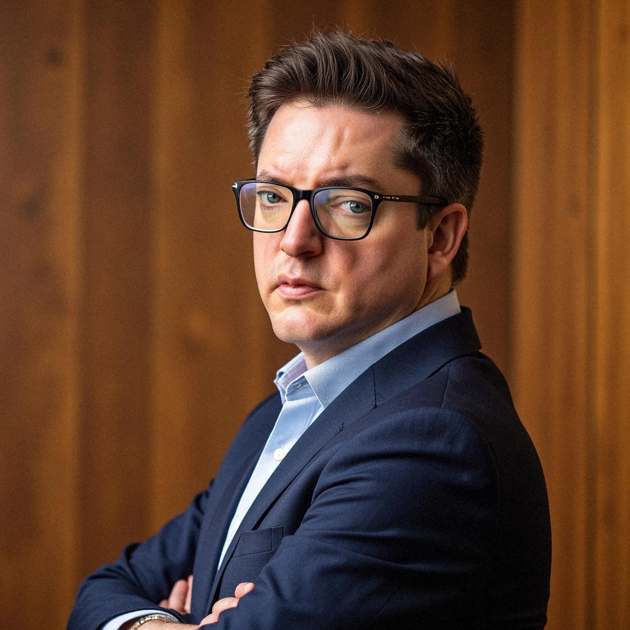 Professional headshot example: Man Office Suit Crossed Arms 3 — LinkedInHeadshots.ai