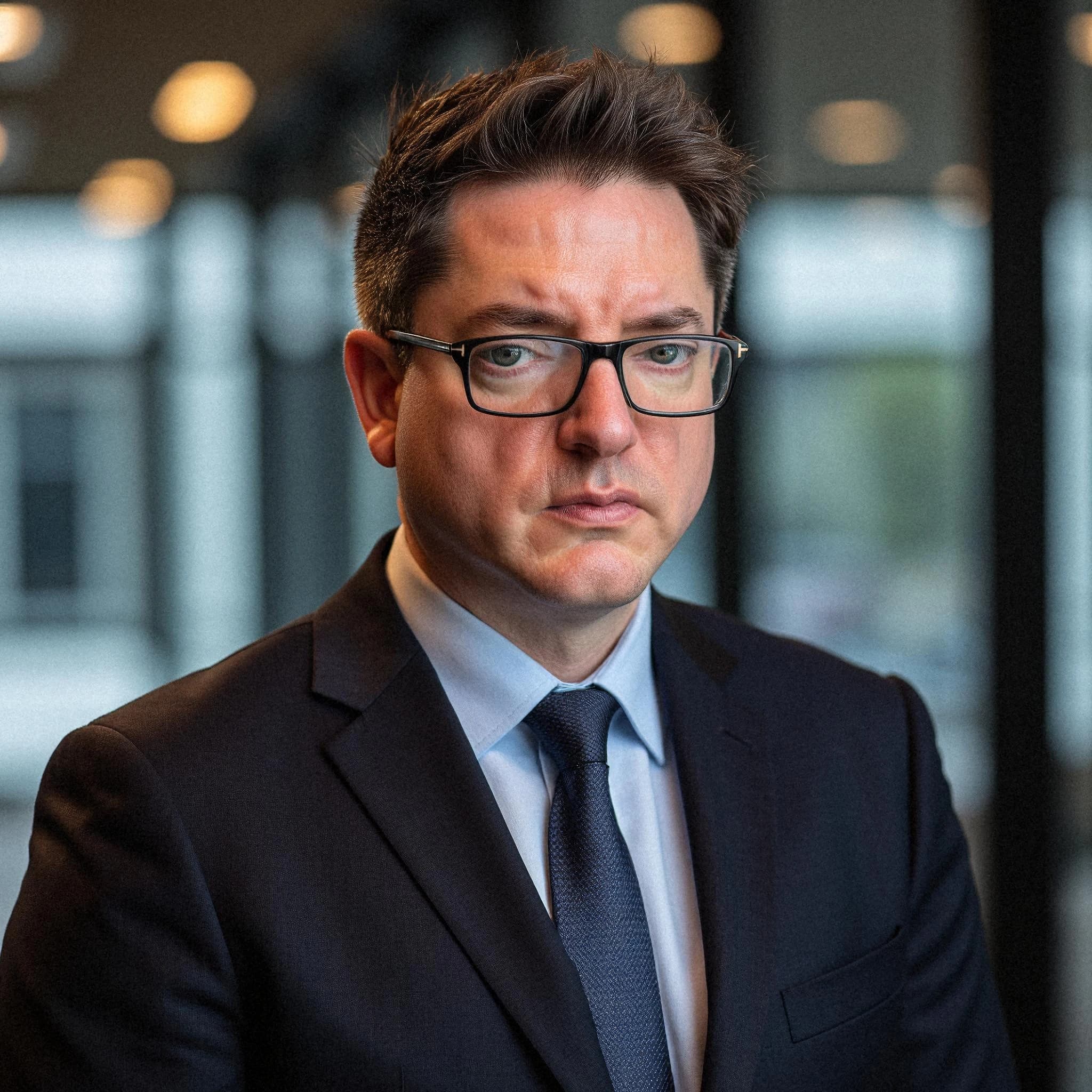 Professional headshot example: Man Office Suit Serious Expression 4 — LinkedInHeadshots.ai