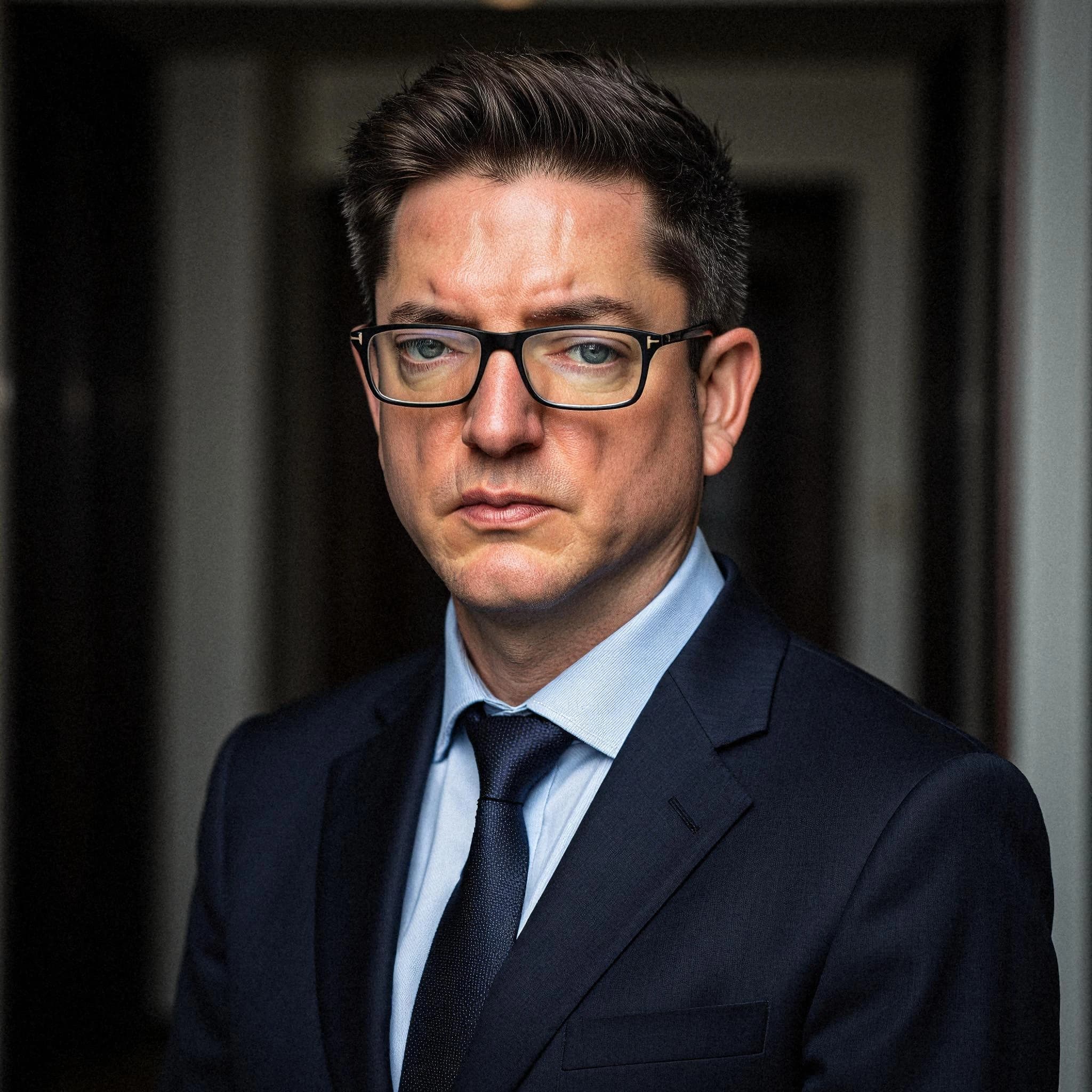 Professional headshot example: Man Office Suit Serious Expression 5 — LinkedInHeadshots.ai