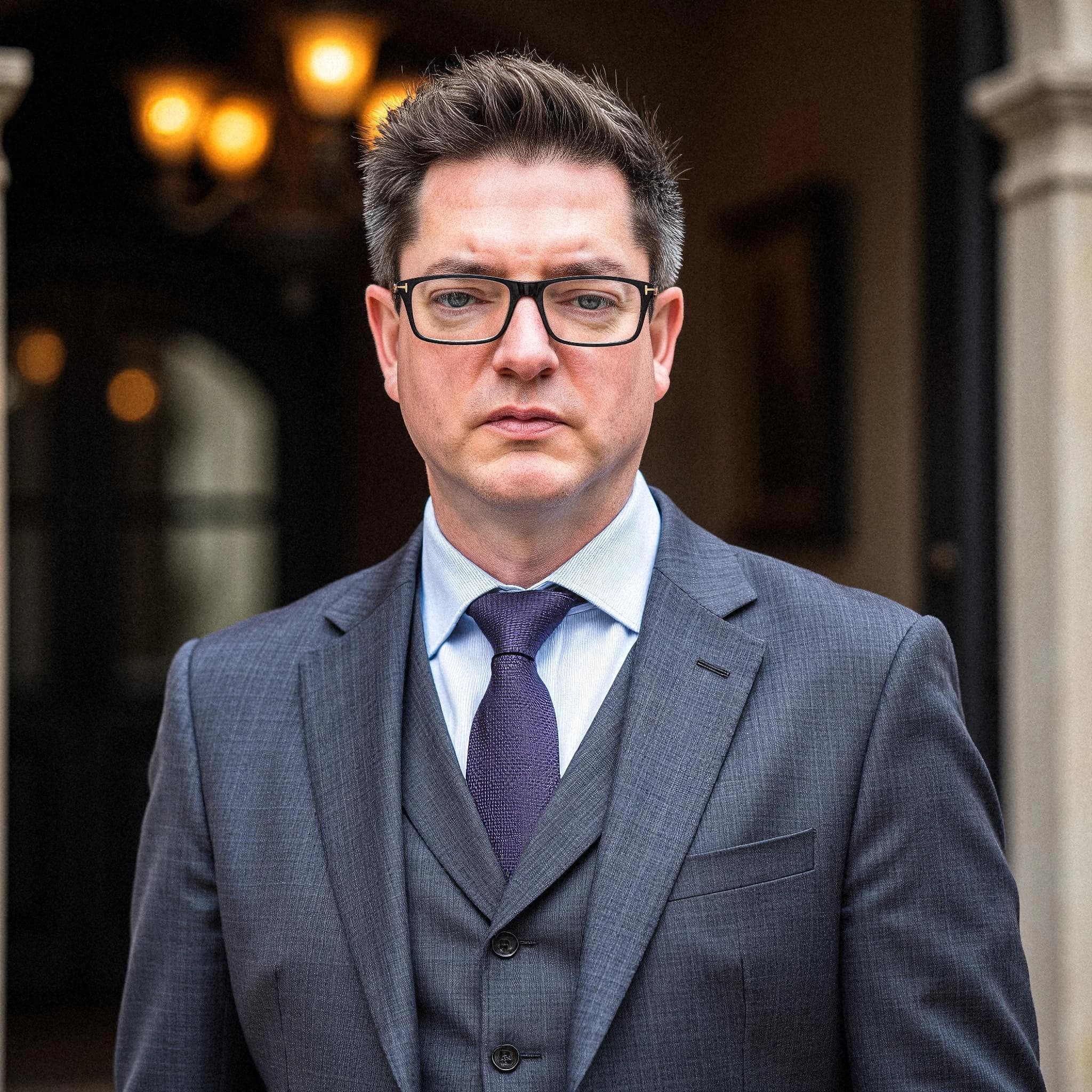 Professional headshot example: Man Outdoors Suit Standing — LinkedInHeadshots.ai