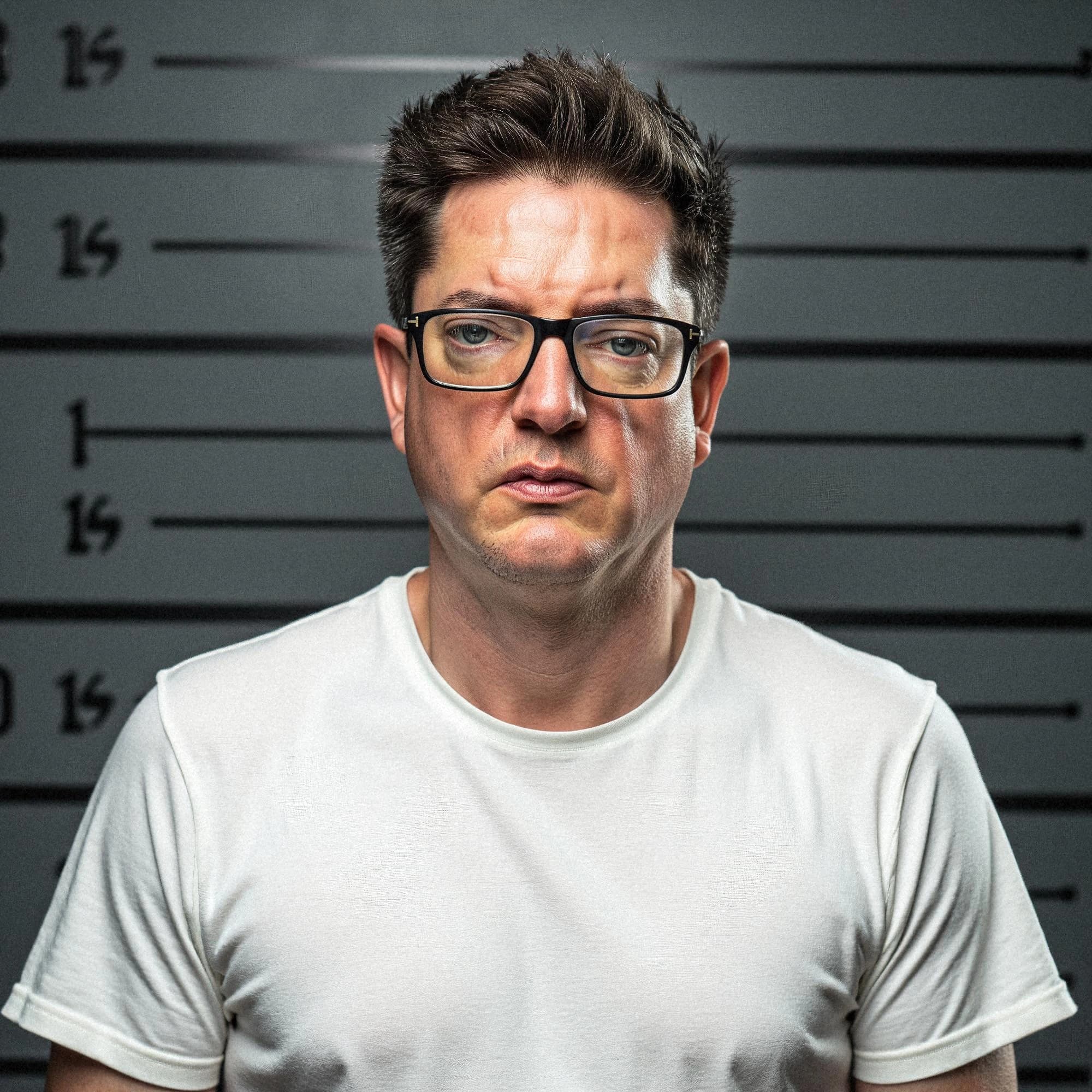 Professional headshot example: Man Police Station White Shirt Mugshot — LinkedInHeadshots.ai