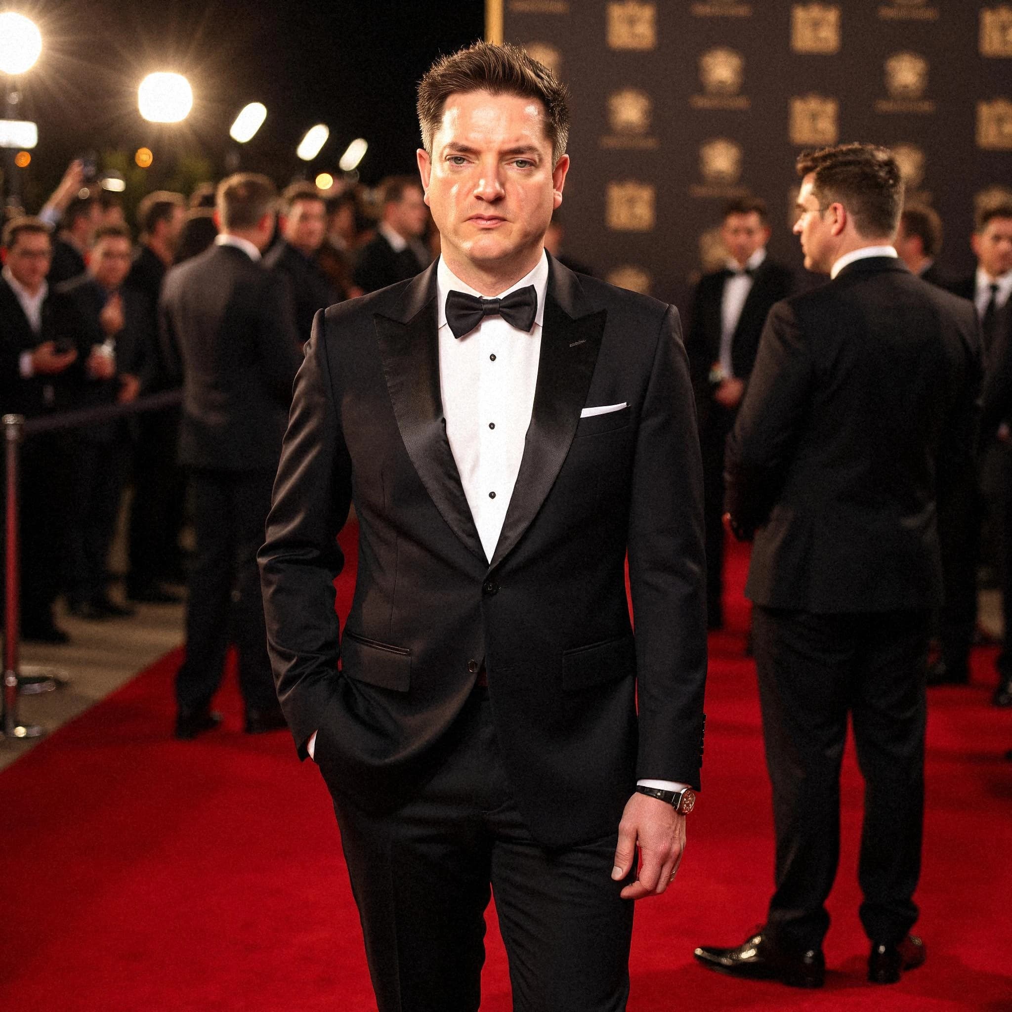 Professional headshot example: Man Red Carpet Black Tuxedo Standing — LinkedInHeadshots.ai