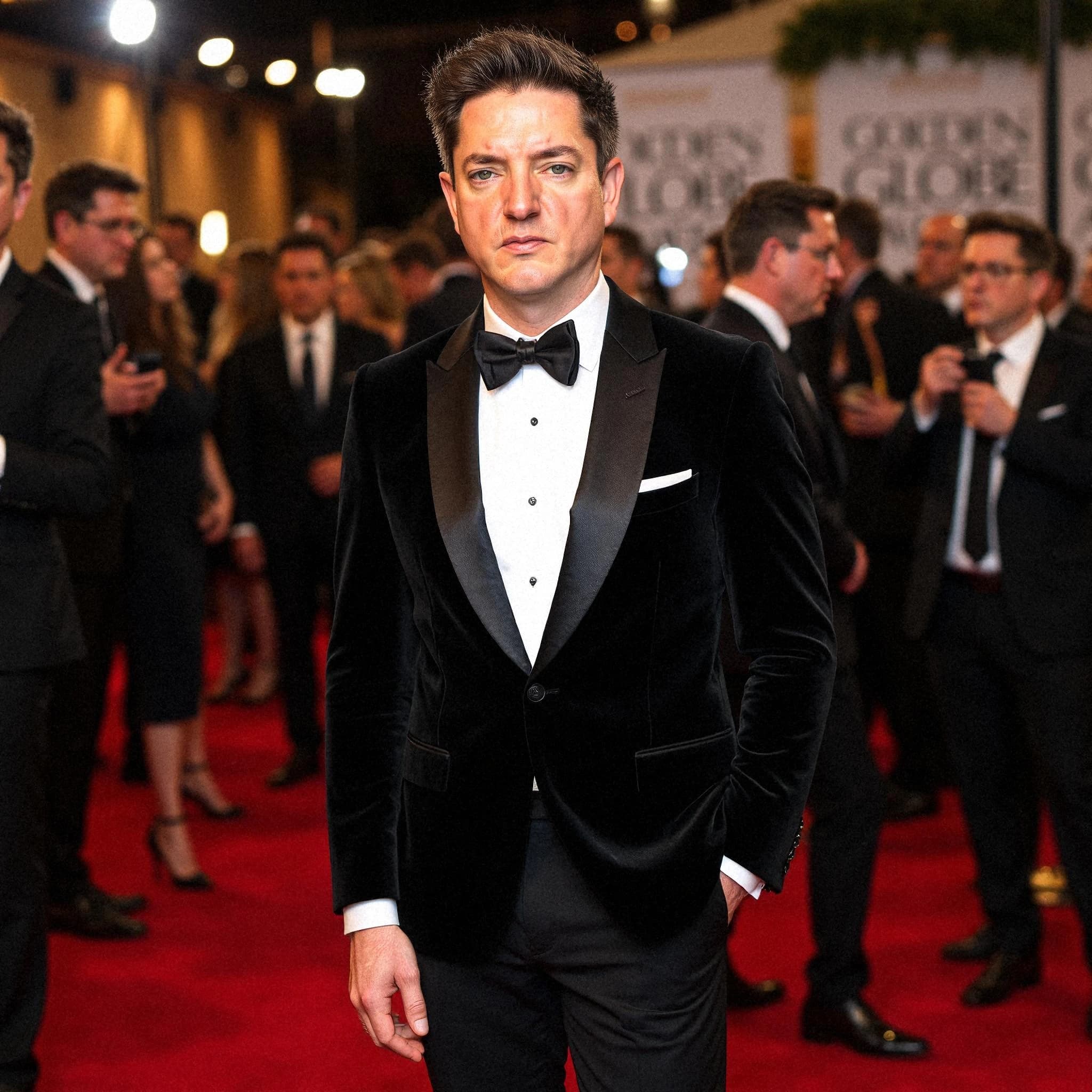 Professional headshot example: Man Red Carpet Black Tuxedo Standing 2 — LinkedInHeadshots.ai