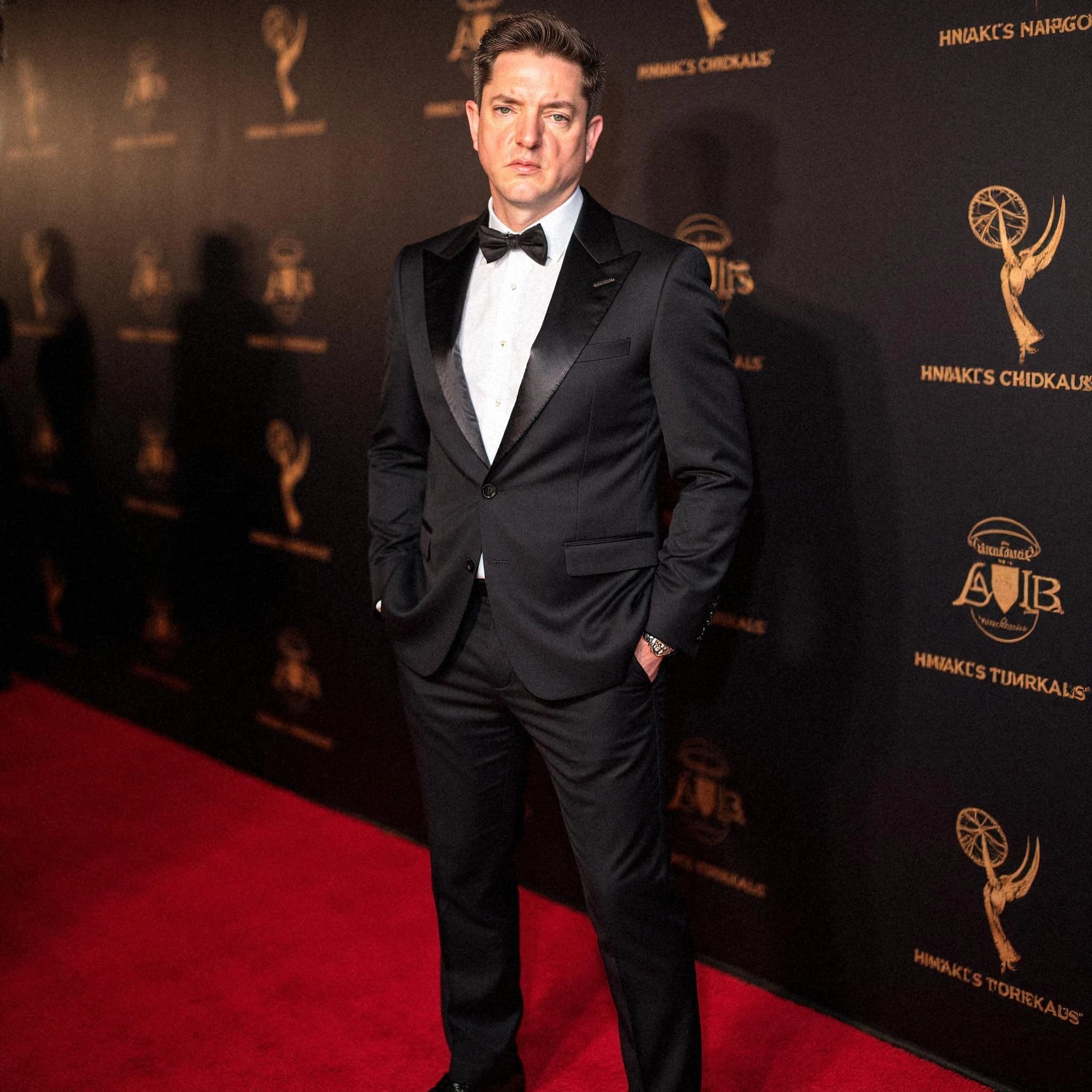 Professional headshot example: Man Red Carpet Black Tuxedo Standing 3 — LinkedInHeadshots.ai