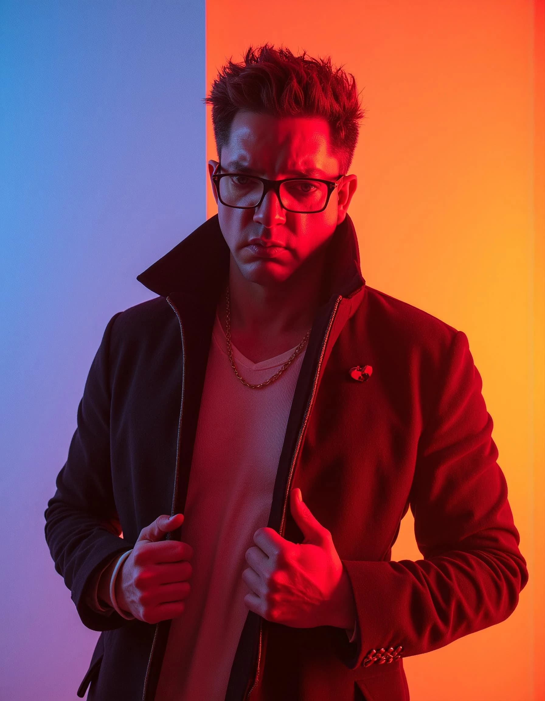 Professional headshot example: Man Studio Jacket Serious Pose — LinkedInHeadshots.ai