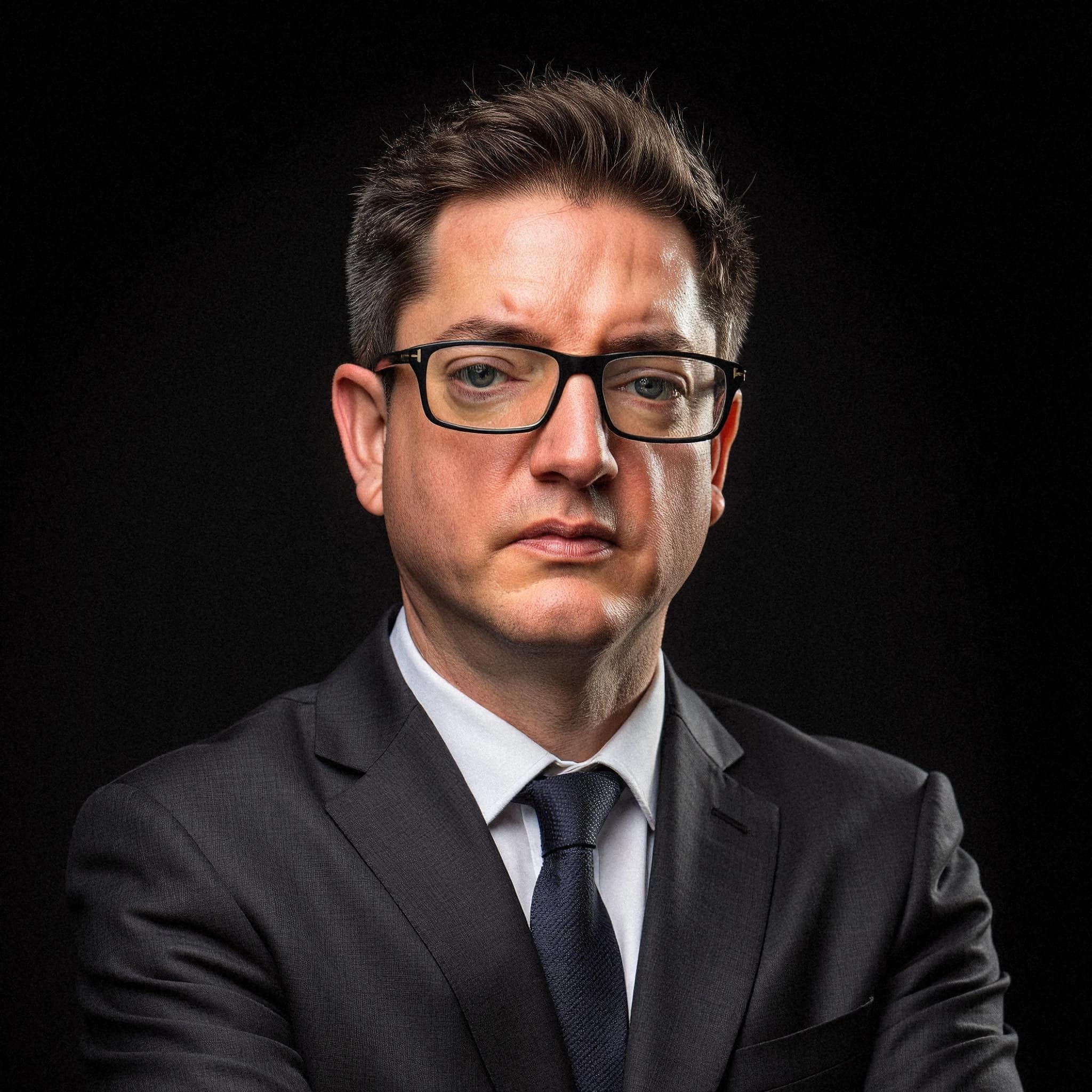 Professional headshot example: Man Studio Suit Crossed Arms 12 — LinkedInHeadshots.ai