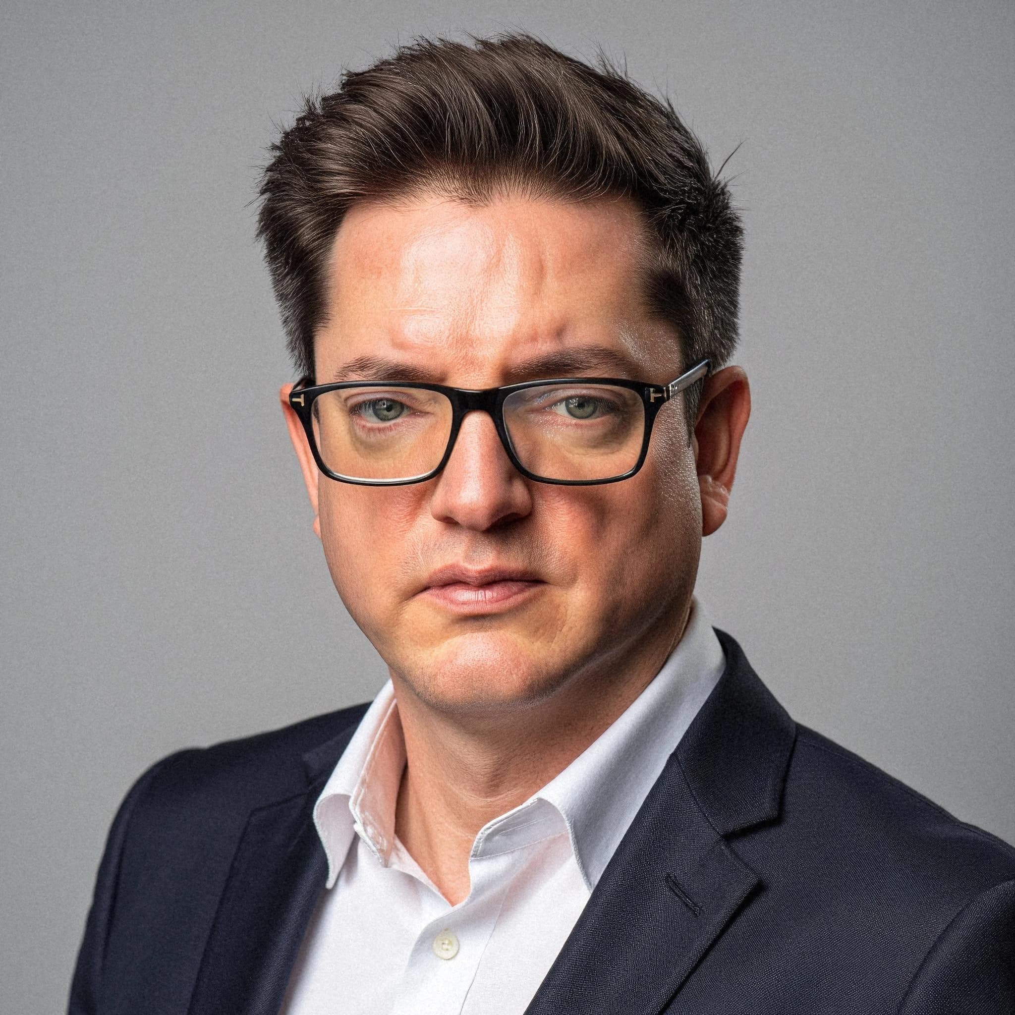 Professional headshot example: Man Studio Suit Glasses Headshot 3 — LinkedInHeadshots.ai