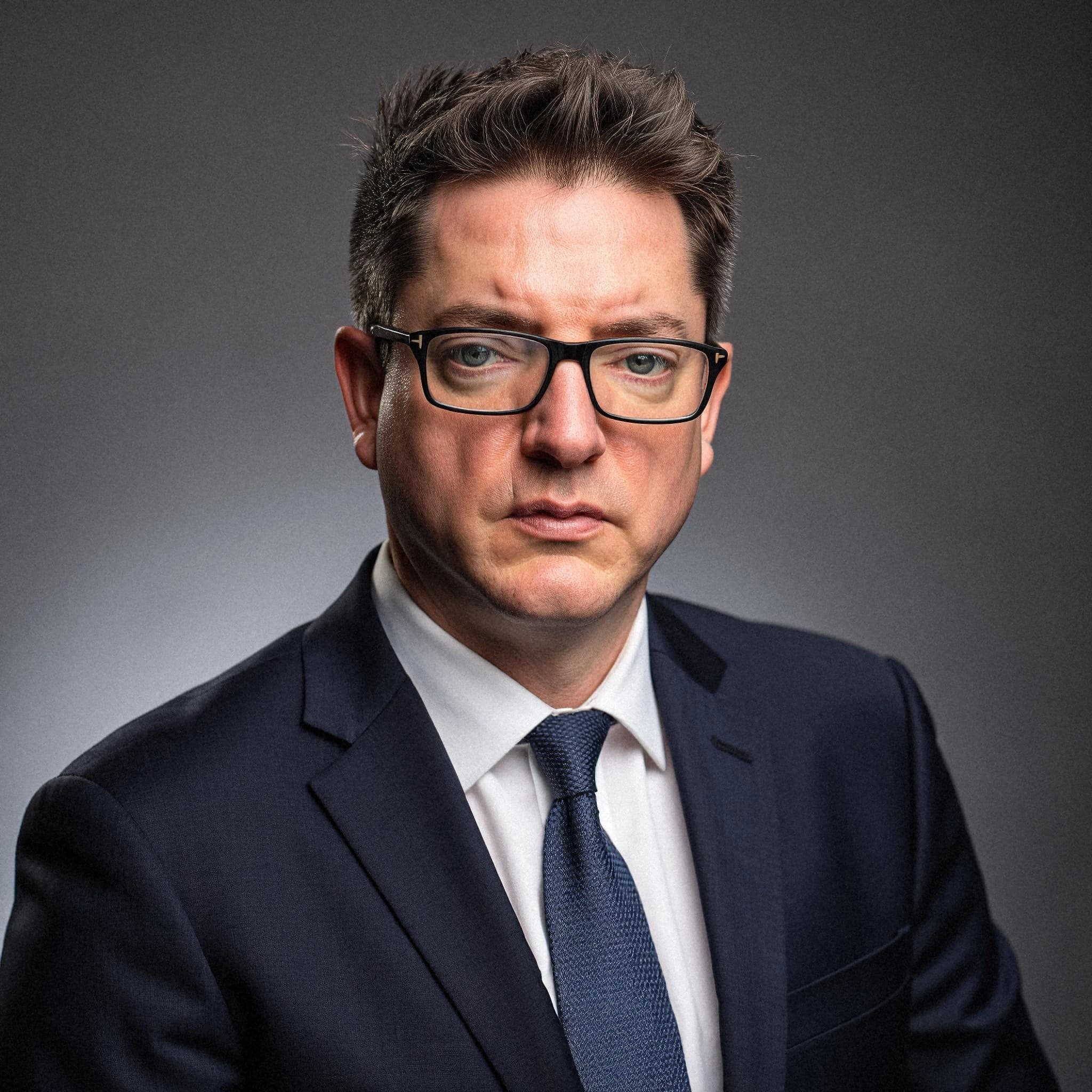 Professional headshot example: Man Studio Suit Serious Portrait — LinkedInHeadshots.ai