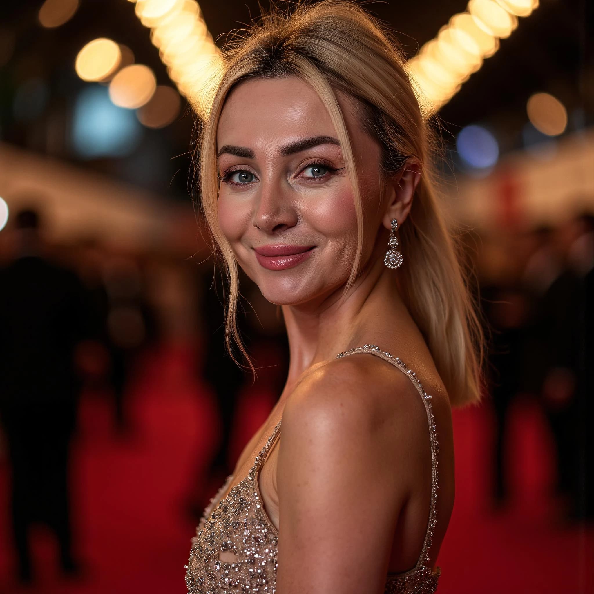 Professional headshot example: Woman Event Sparkly Dress Smiling 2 — LinkedInHeadshots.ai