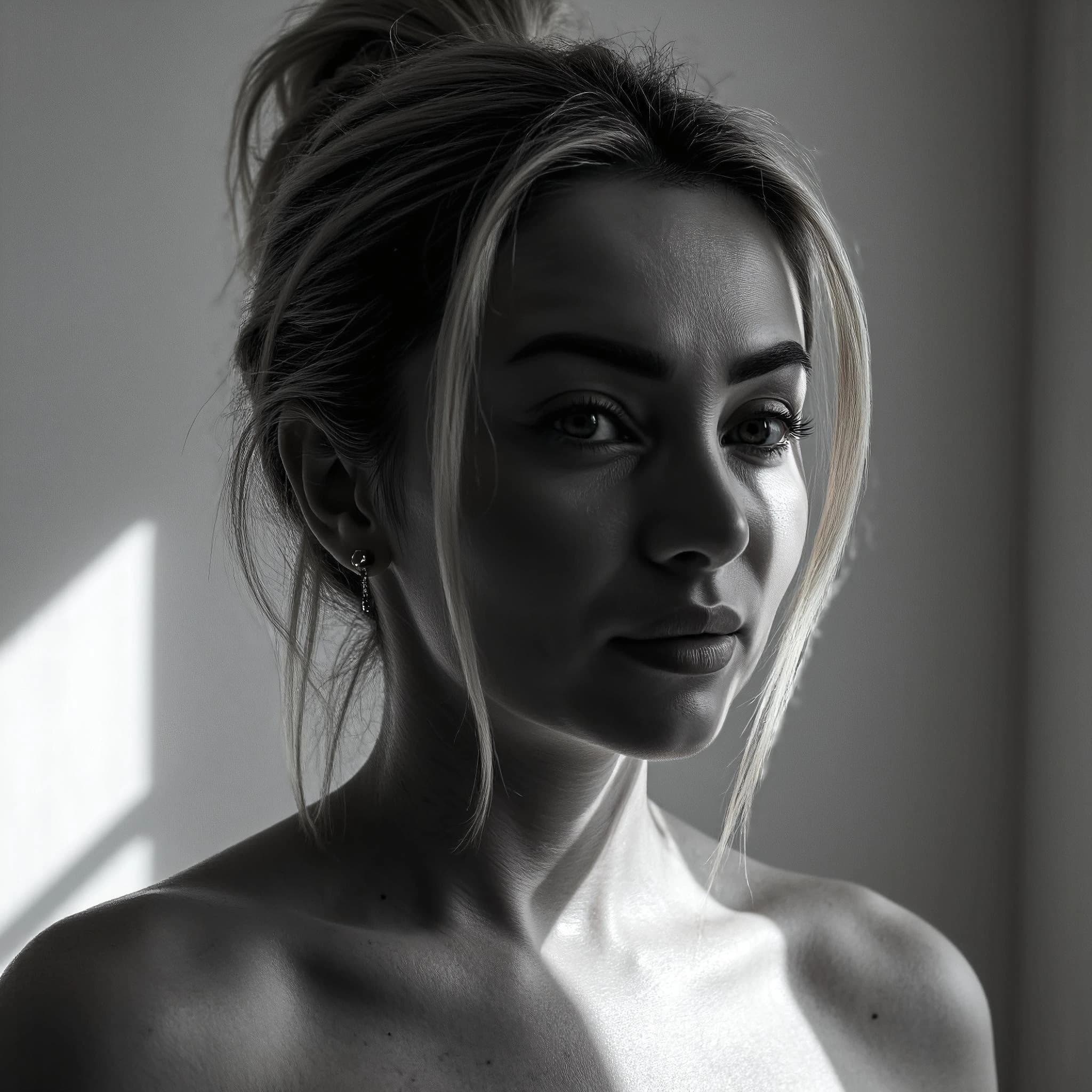 Professional headshot example: Woman Indoor Black And White Portrait — LinkedInHeadshots.ai