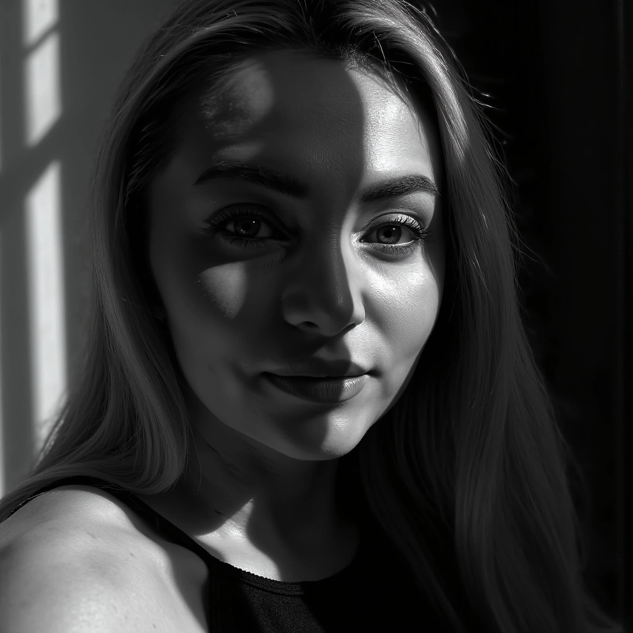 Professional headshot example: Woman Indoor Black Top Portrait — LinkedInHeadshots.ai