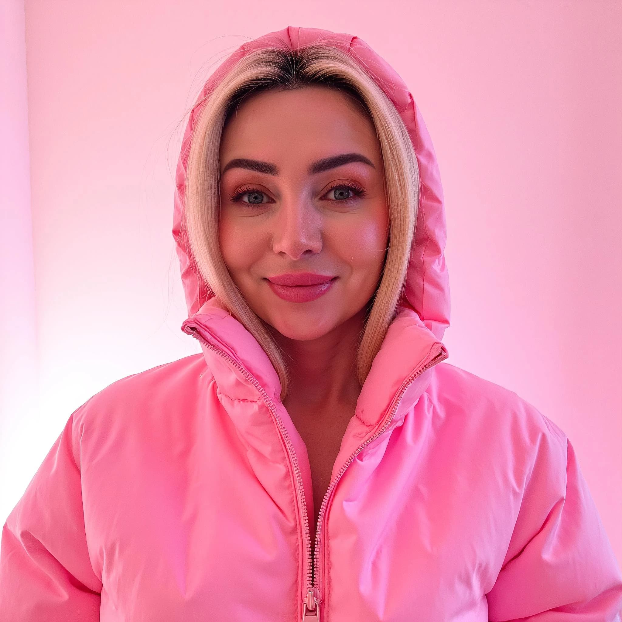 Professional headshot example: Woman Indoor Pink Jacket Smiling 2 — LinkedInHeadshots.ai