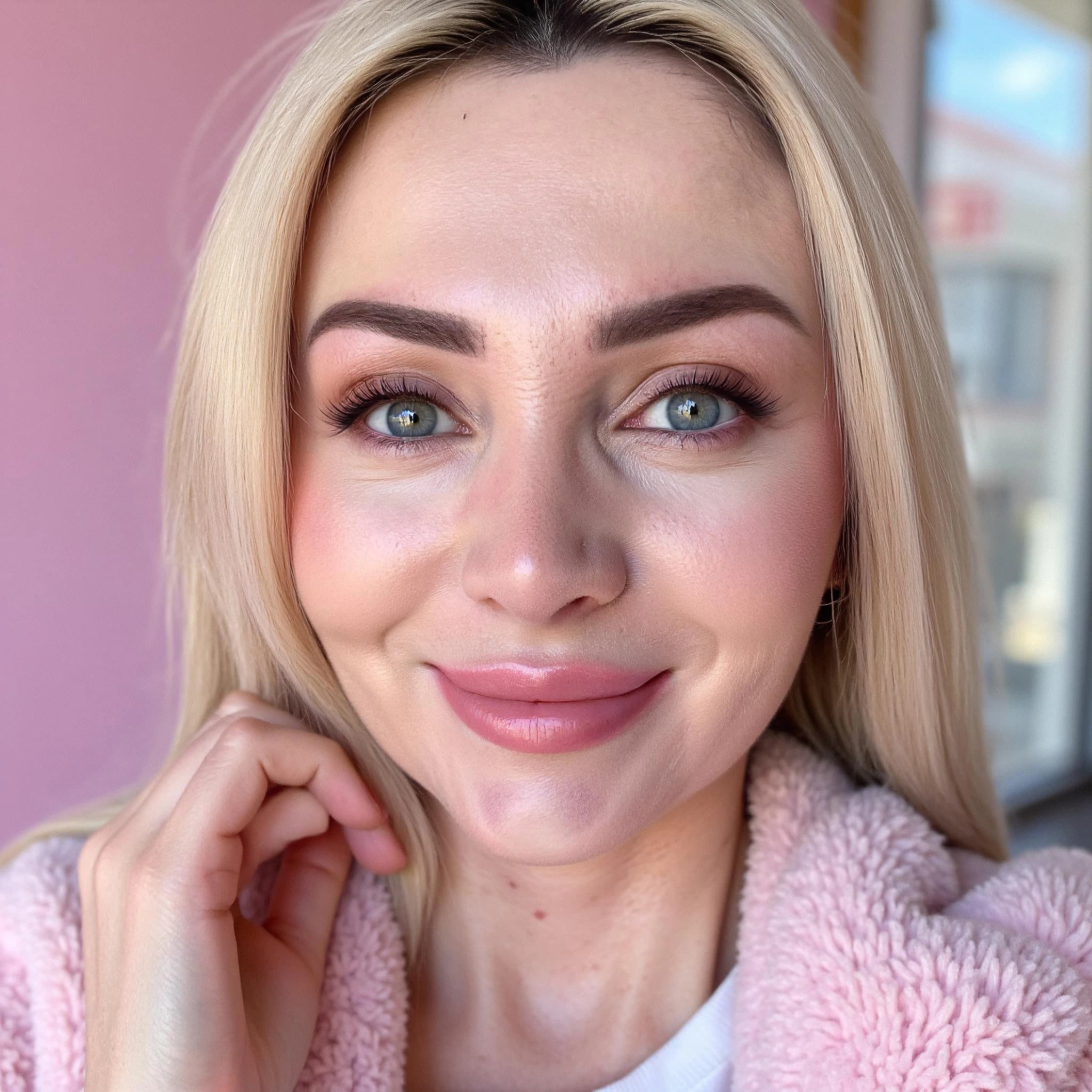 Professional headshot example: Woman Indoor Pink Jacket Smiling 3 — LinkedInHeadshots.ai