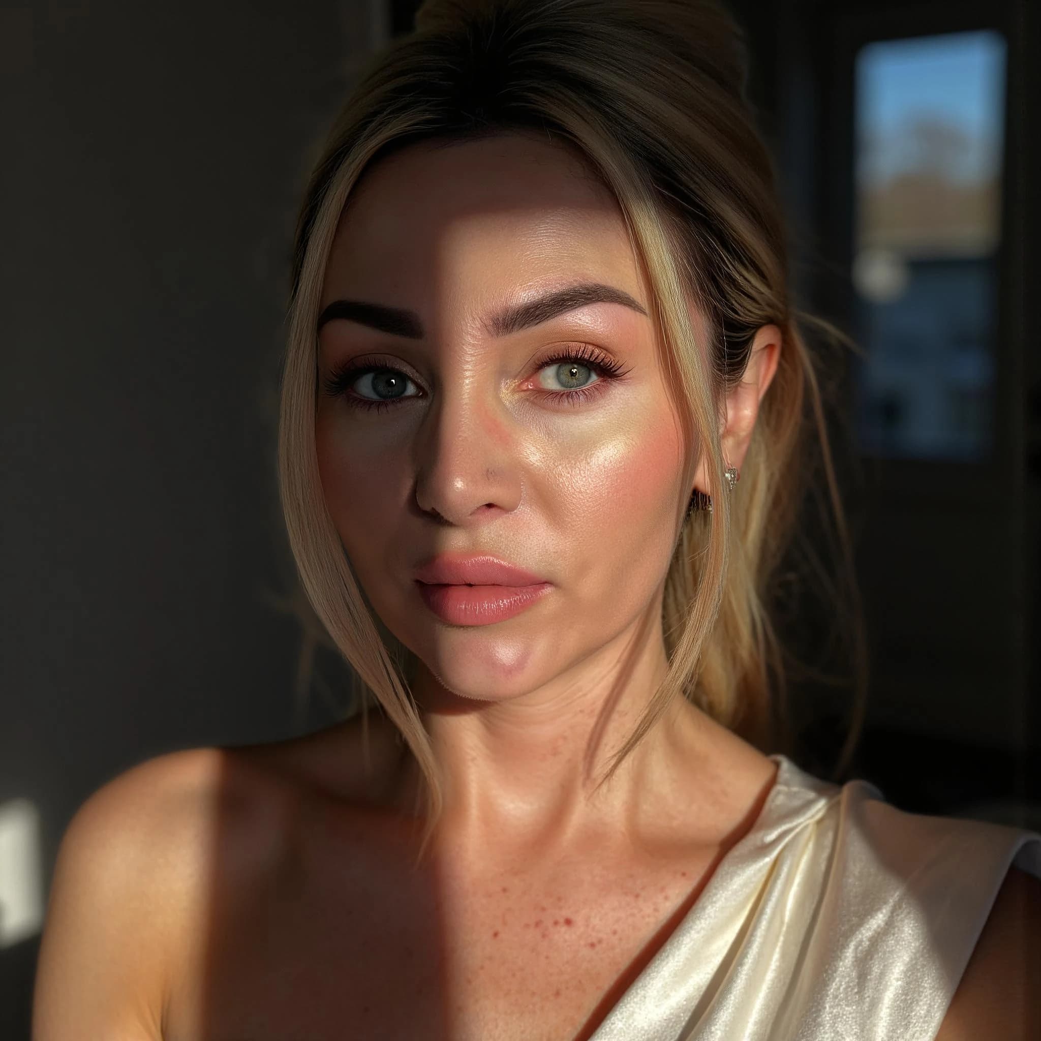 Professional headshot example: Woman Indoor White Top Portrait — LinkedInHeadshots.ai