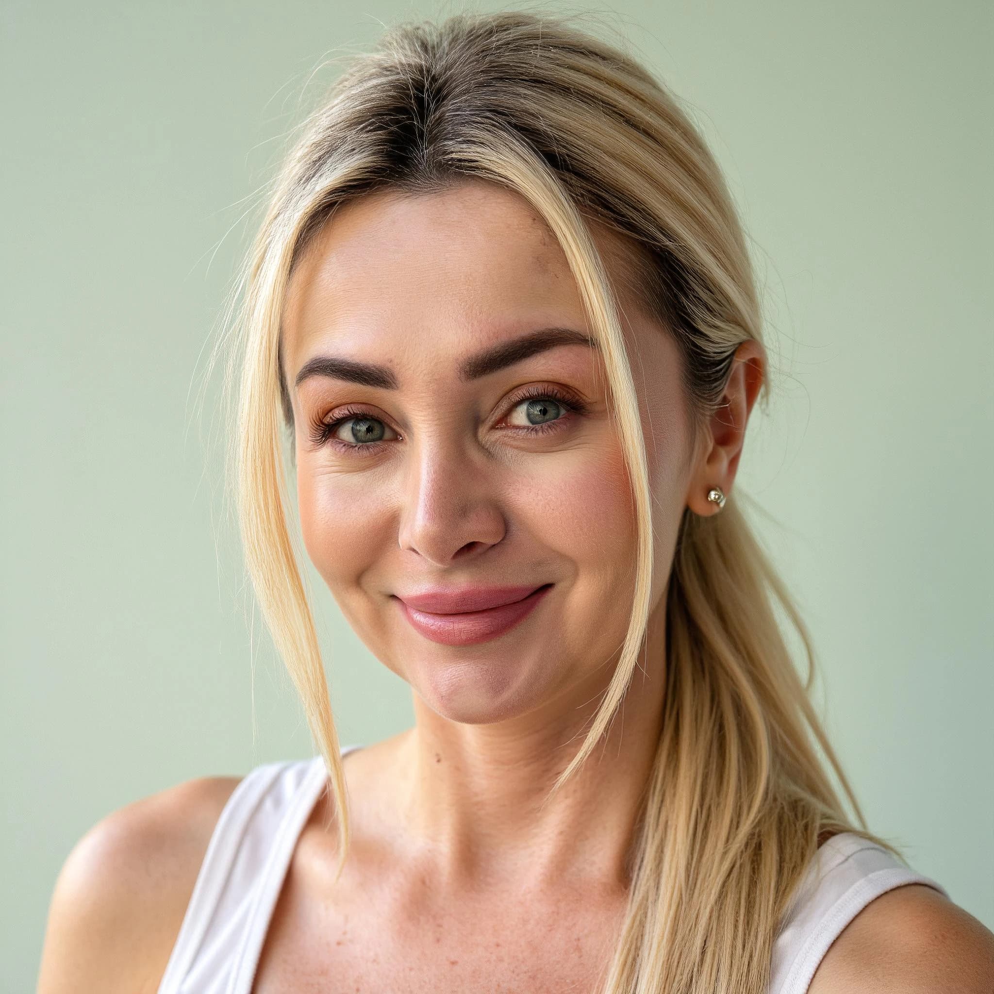 Professional headshot example: Woman Indoor White Top Smiling 8 — LinkedInHeadshots.ai