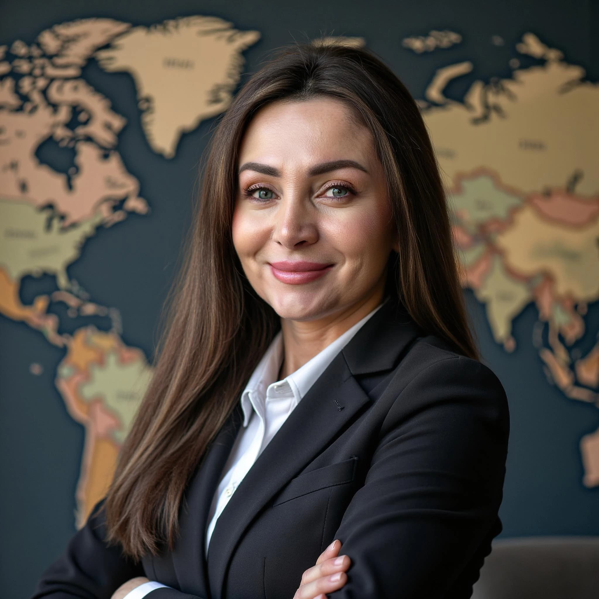 Professional headshot example: Woman Office Black Blazer Smiling — LinkedInHeadshots.ai