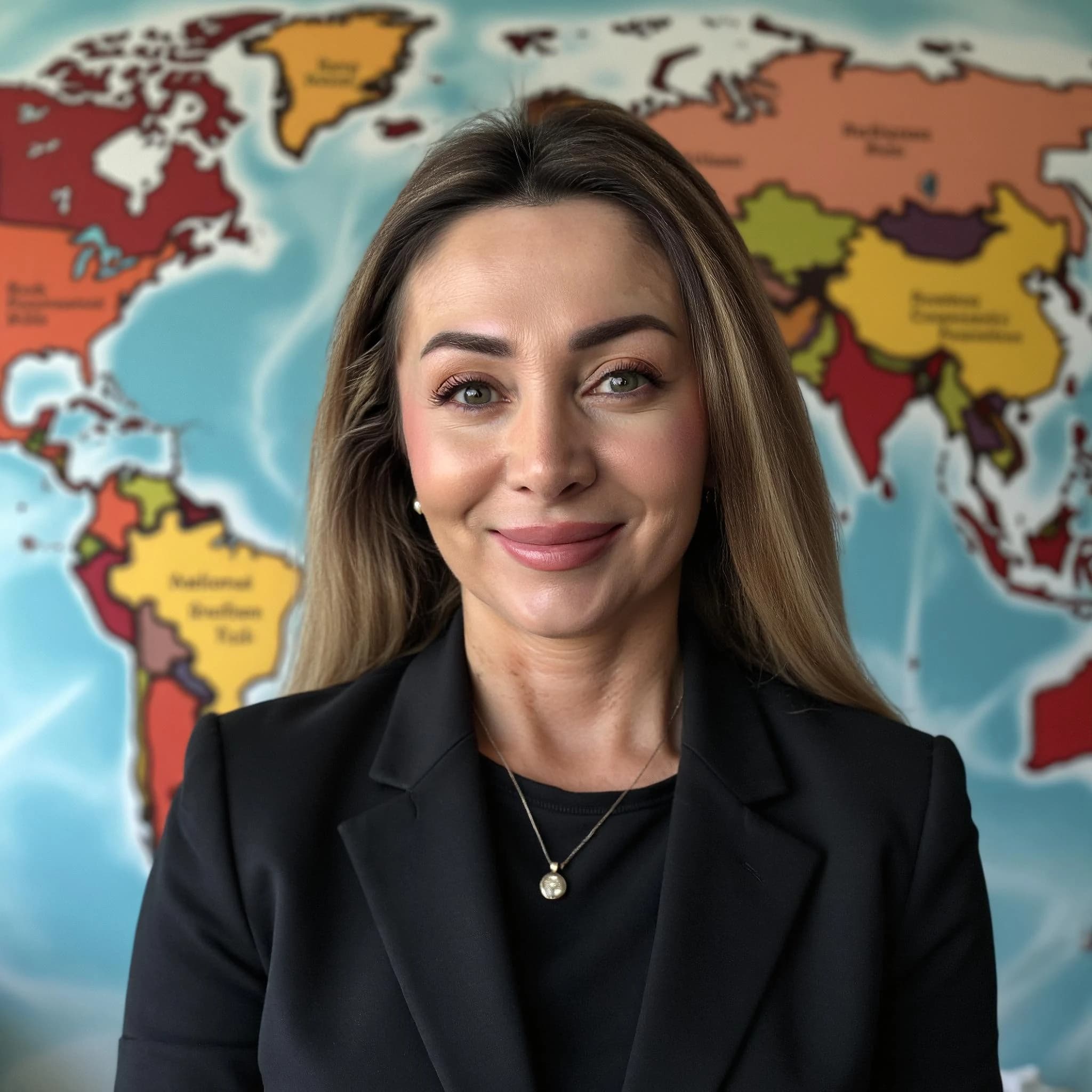 Professional headshot example: Woman Office Black Blazer Smiling 2 — LinkedInHeadshots.ai