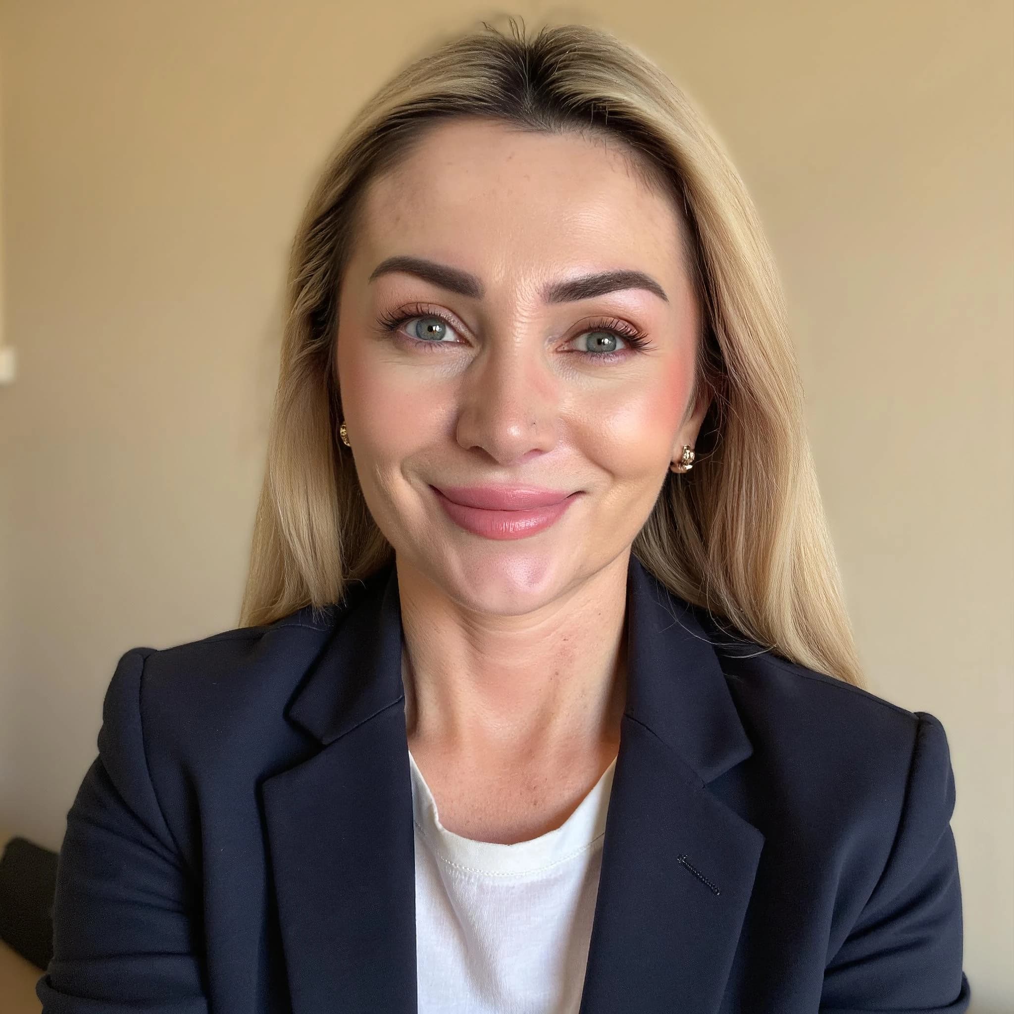 Professional headshot example: Woman Office Black Blazer Smiling 31 — LinkedInHeadshots.ai