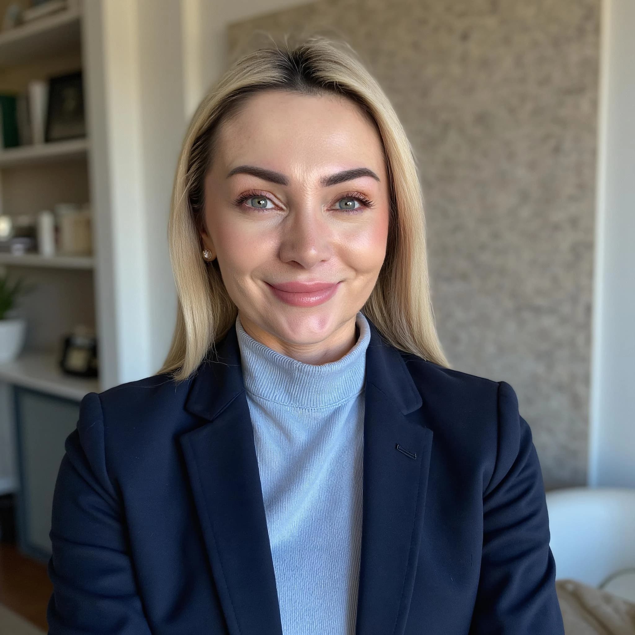 Professional headshot example: Woman Office Blazer Smiling Headshot 2 — LinkedInHeadshots.ai