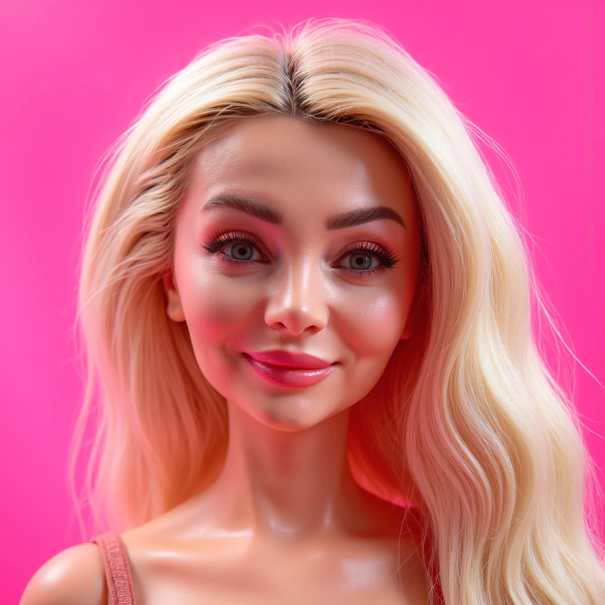 Professional headshot example: Woman Studio Pink Background Smiling 5 — LinkedInHeadshots.ai