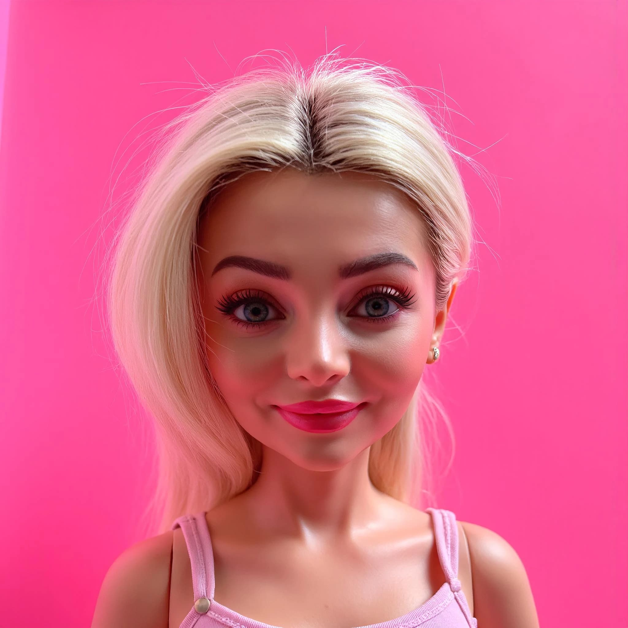 Professional headshot example: Woman Studio Pink Background Smiling 9 — LinkedInHeadshots.ai