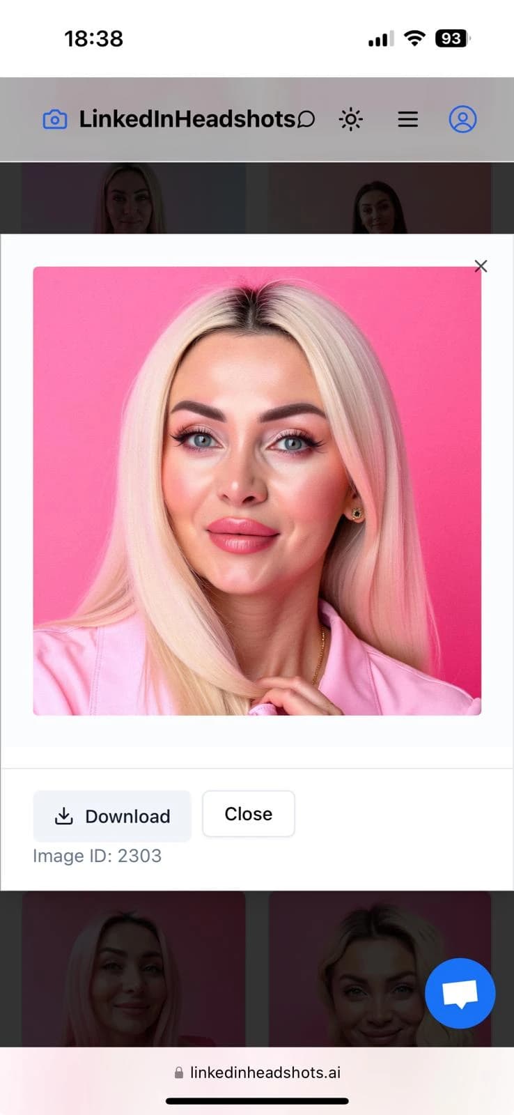 Professional headshot example: Woman Studio Pink Jacket Smiling — LinkedInHeadshots.ai