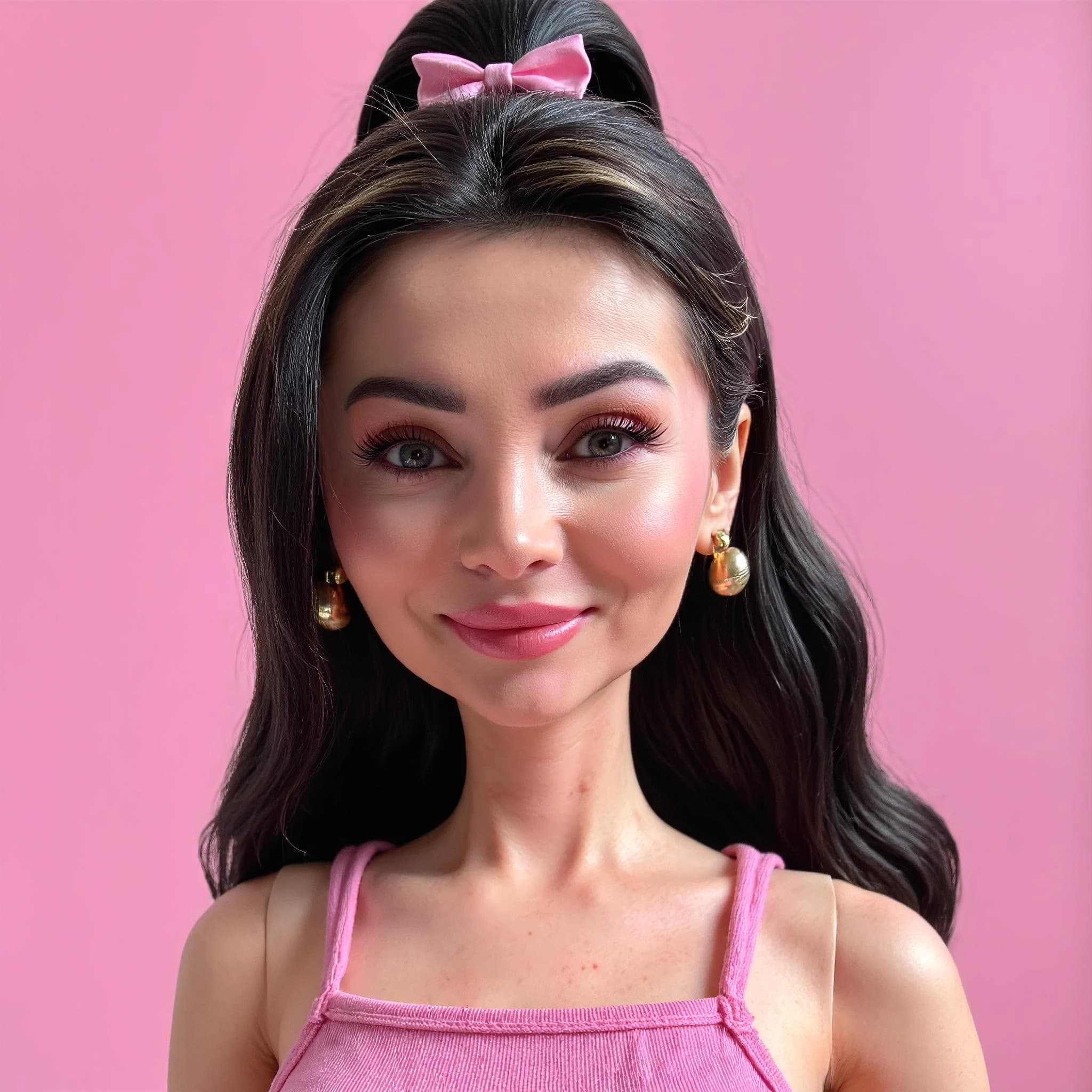 Professional headshot example: Woman Studio Pink Top Smiling 8 — LinkedInHeadshots.ai