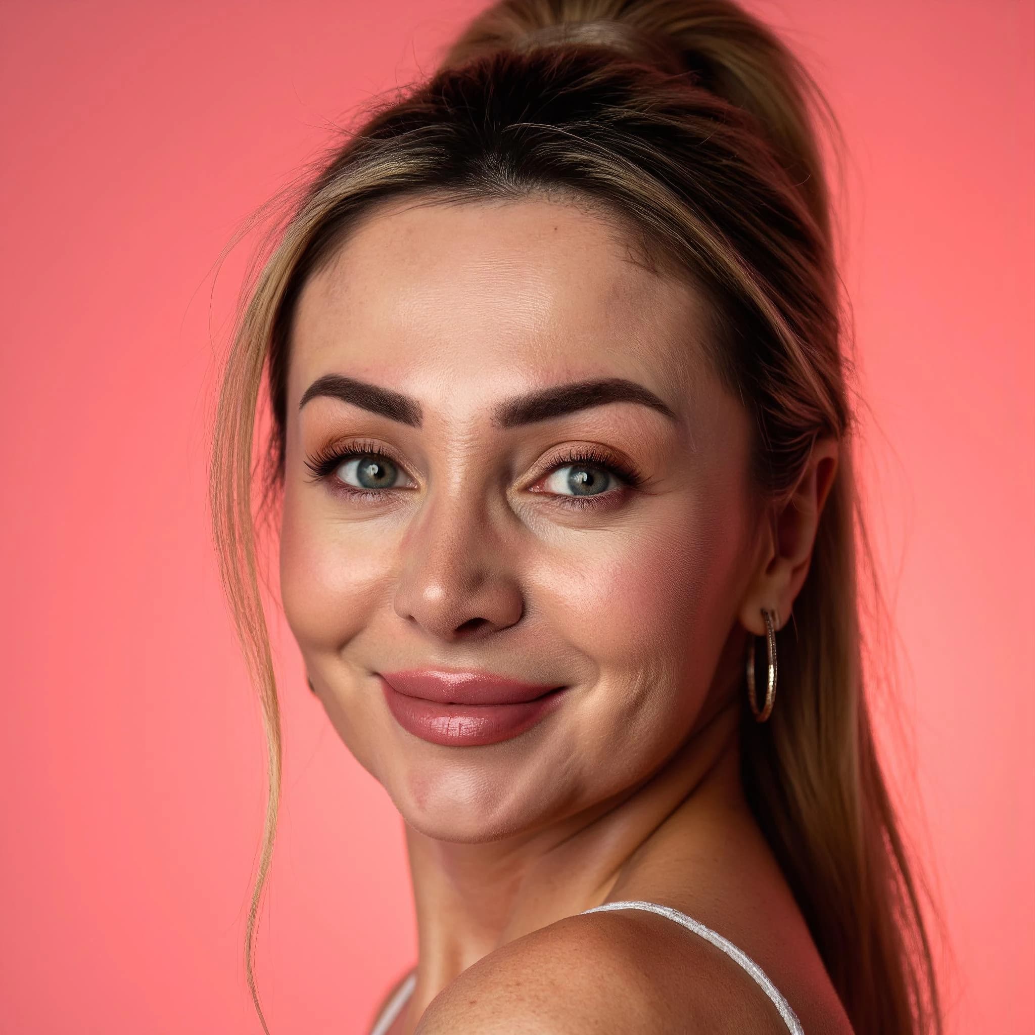 Professional headshot example: Woman Studio White Top Smiling 5 — LinkedInHeadshots.ai